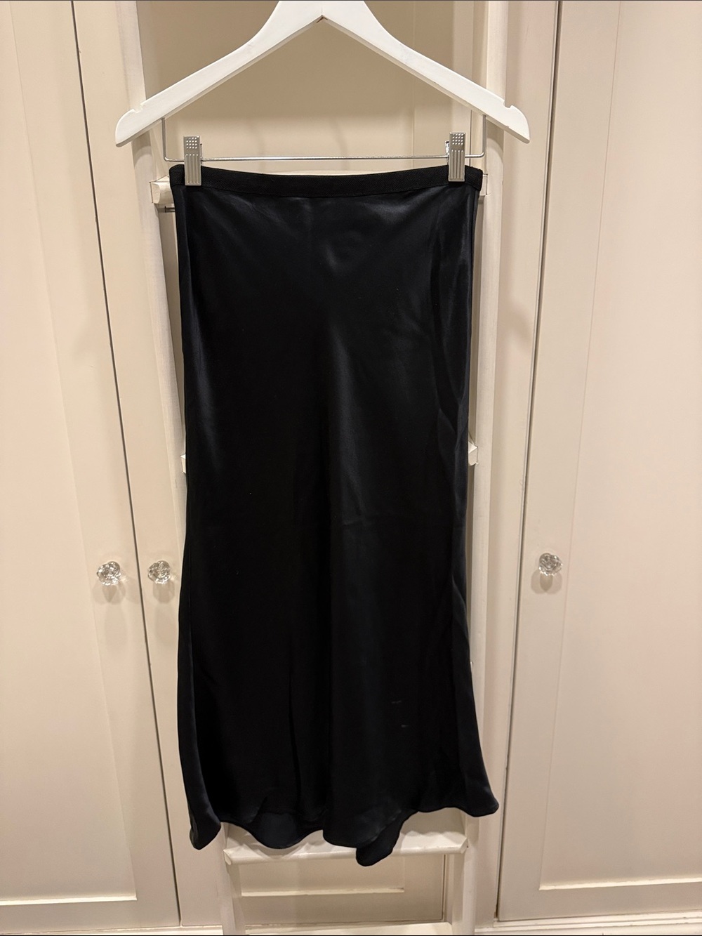 Anine Bing Black 100% Silk Bias Cut Midi Skirt XS